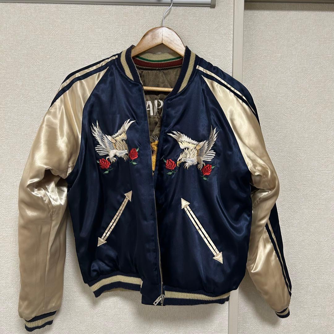 【美品】テーラー東洋　リバーシブルスカジャン キルティング 鷹虎 Mサイズ