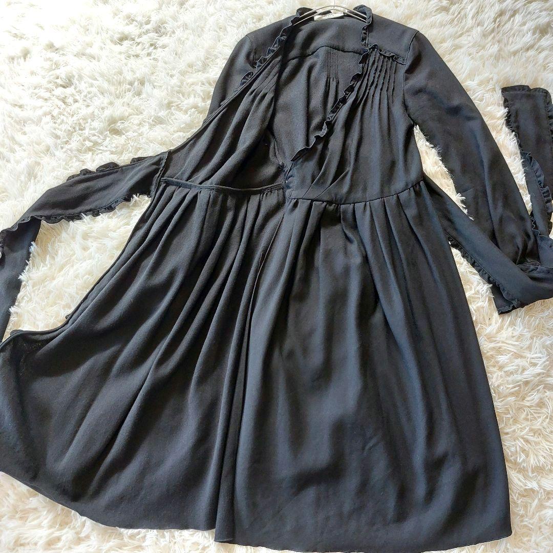 ADORE ワンピース サイズ38 黒 ラップワンピース リボン