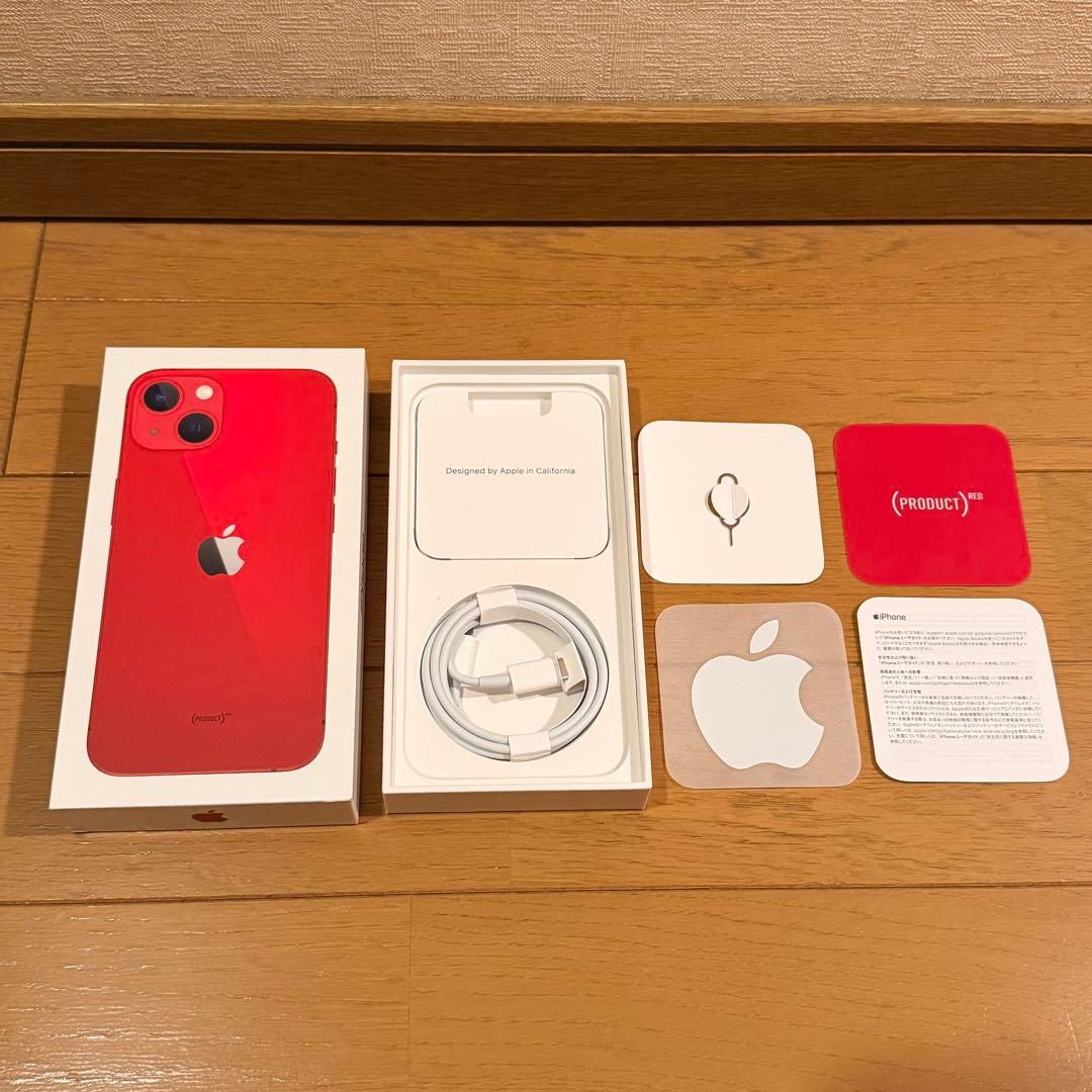【美品】iPhone13 Red 128GB バッテリー82% 箱、ケーブル付き