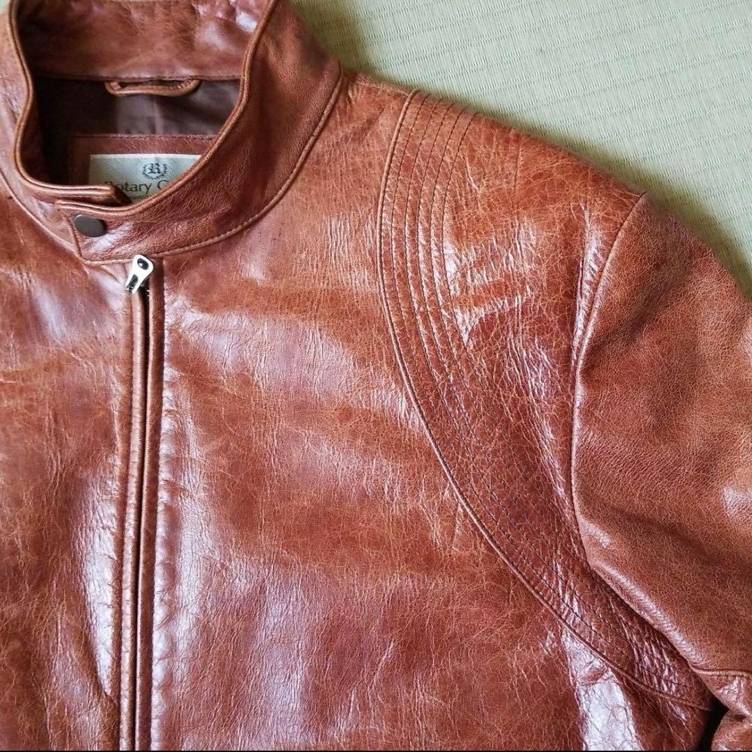 値下げ　美品　ブラウン シングルライダースジャケット