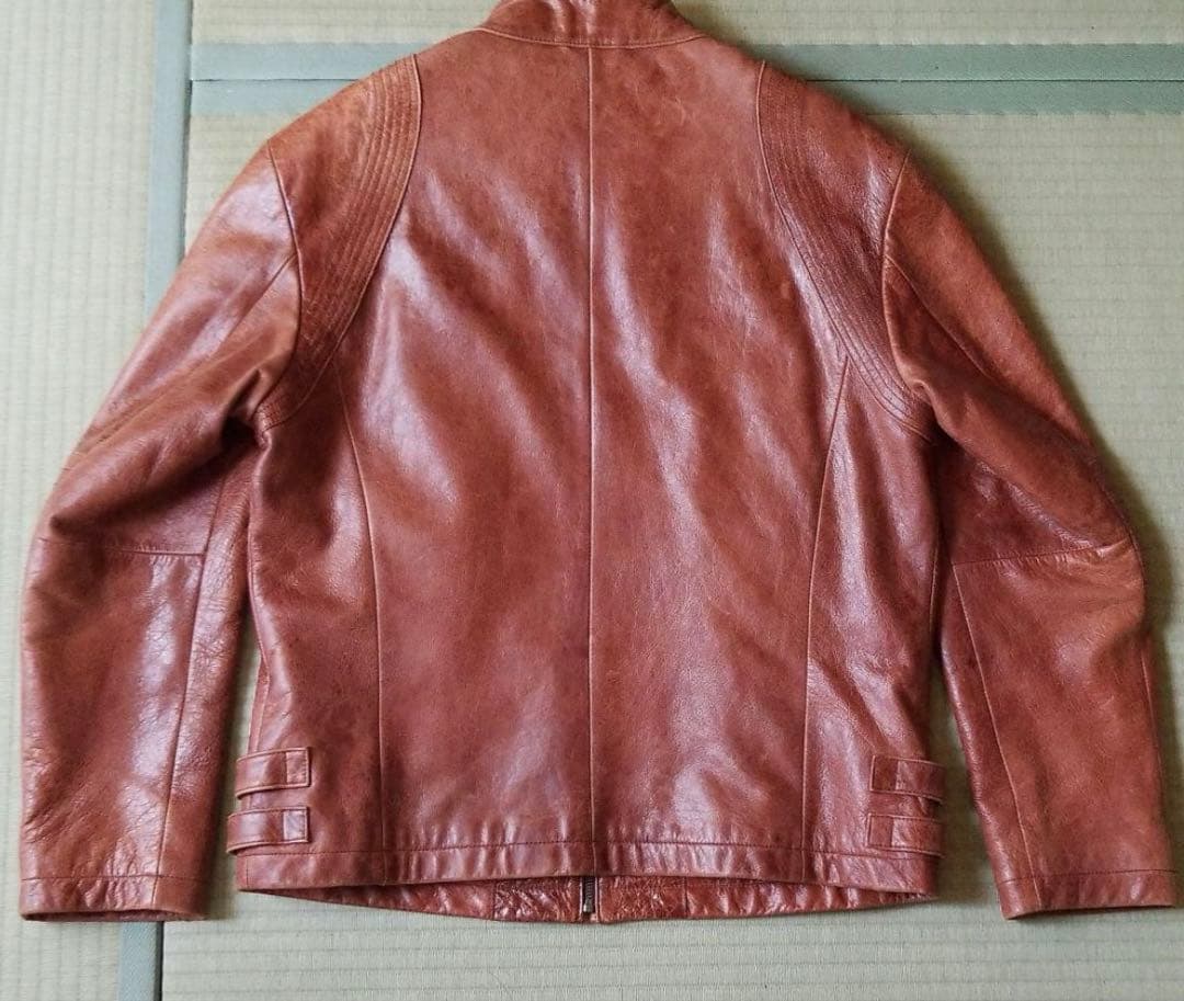 値下げ　美品　ブラウン シングルライダースジャケット
