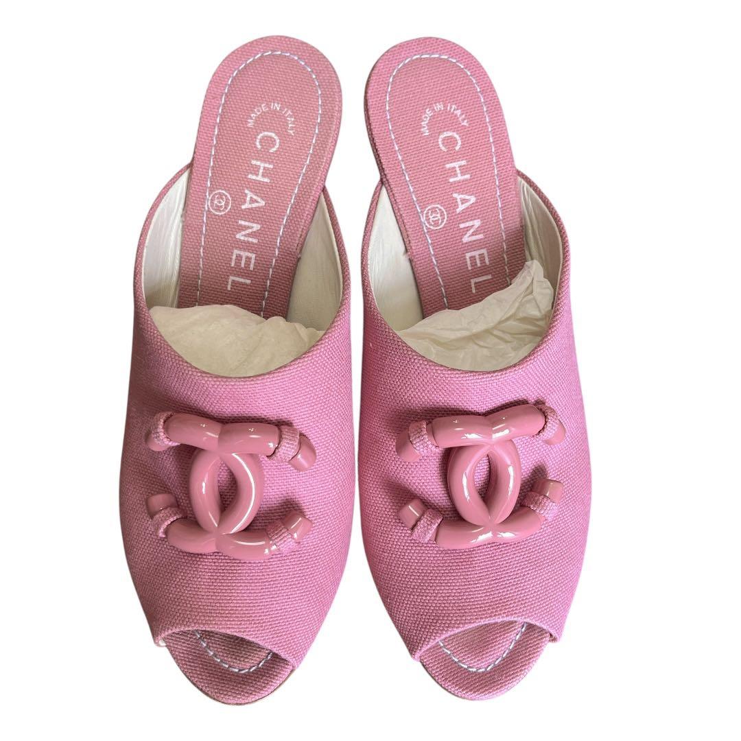 【極美品★付属品付】CHANEL ココマーク ミュール サンダル ピンク