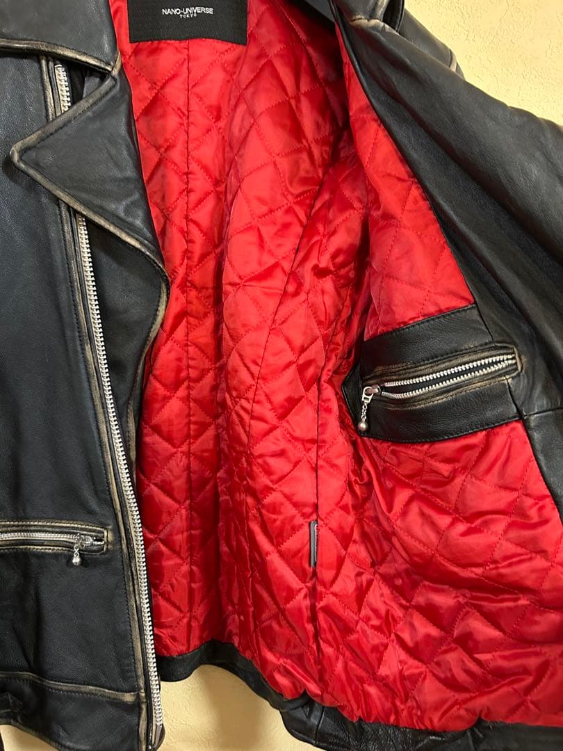 ナノユニバース　シープレザー　エレガントヴィンテージ加工　ダブルライダース