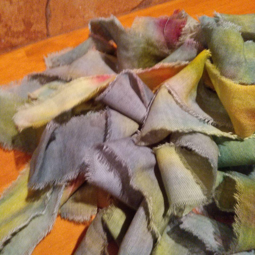 1017。28，ジャンクジャーナル素材。手染めフリンジ加工裂き布リボン