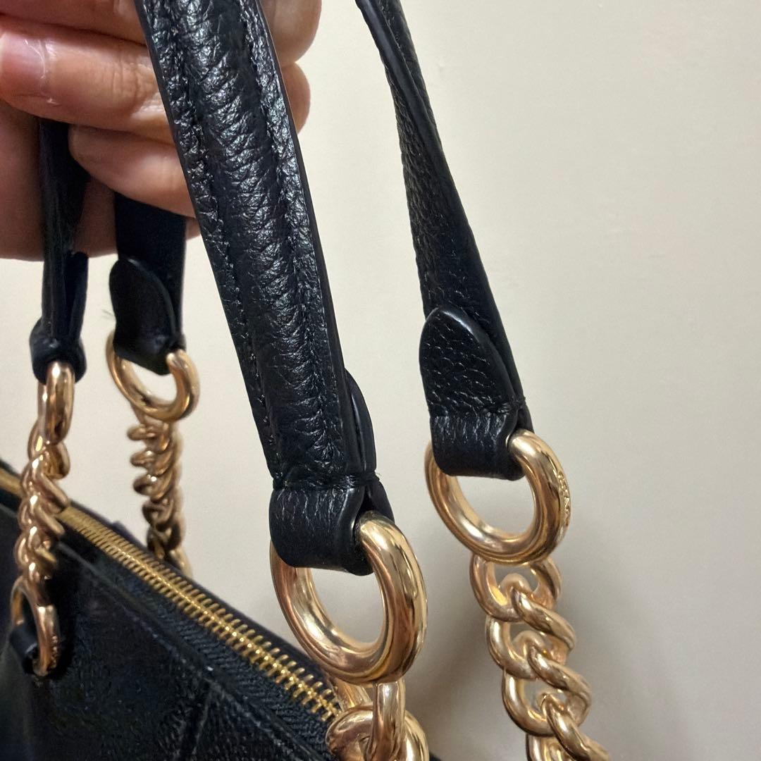 新品COACH 黒 レザー ハンドバッグ