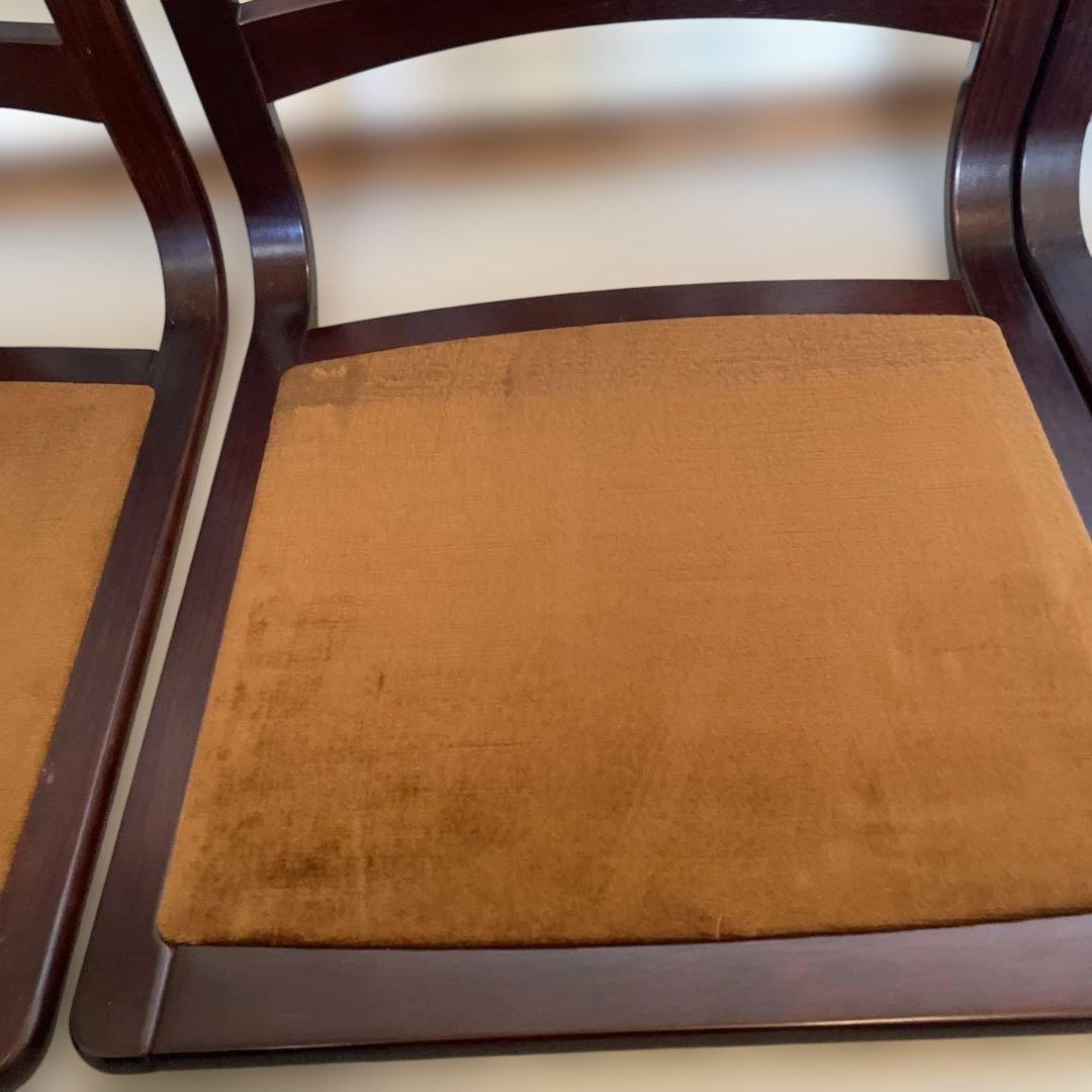 カリモク　座椅子　ダークブラウン 木製 スラットバック 4脚セット