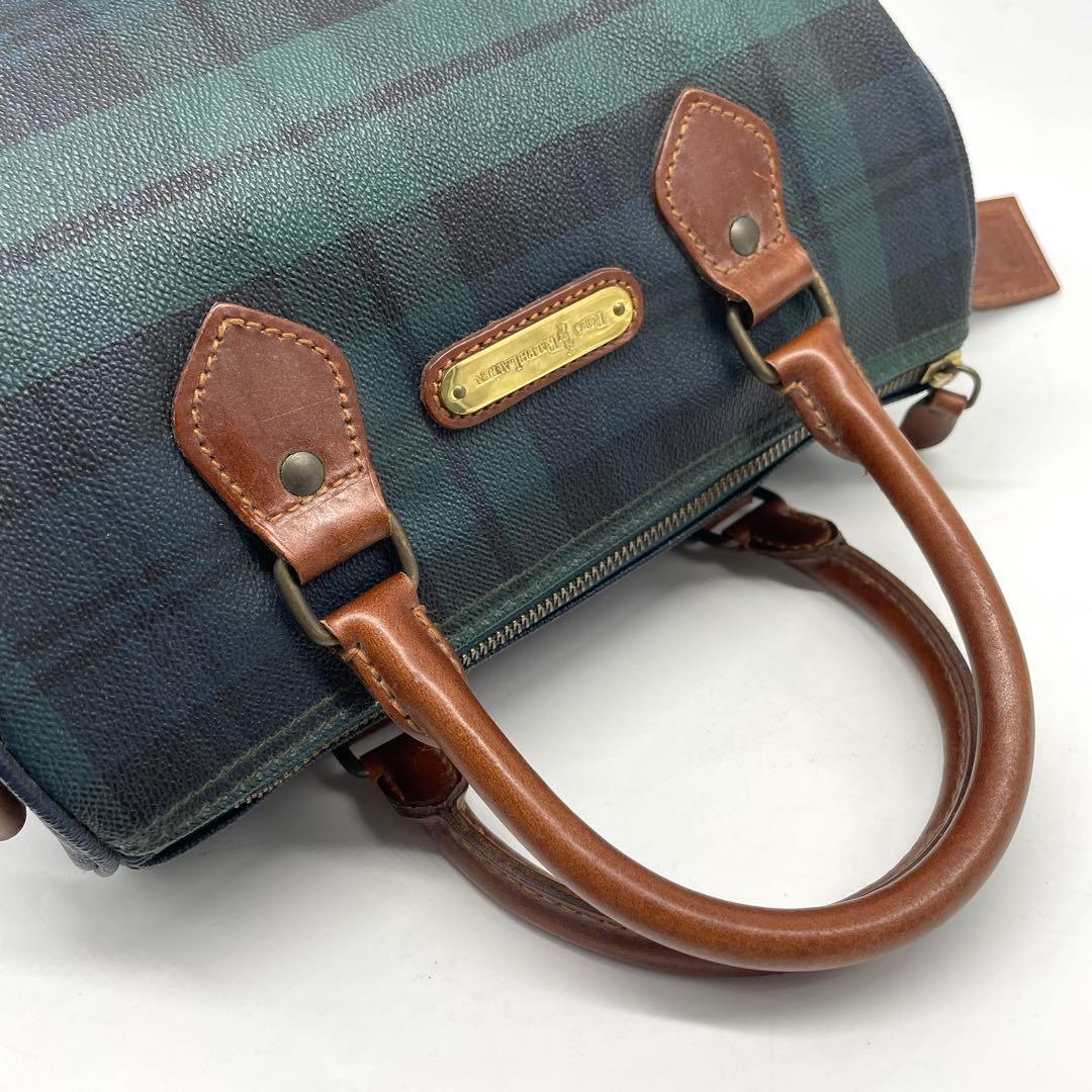 ラルフローレン ミニボストンバッグ ショルダー 2way チェック PVC 革