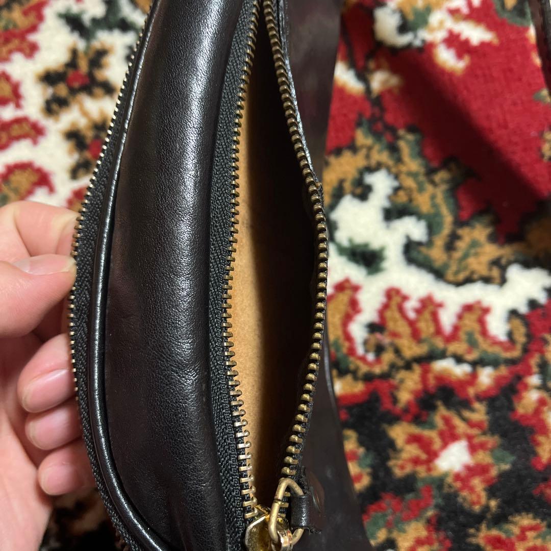 w*2様 ブラックレザー ボディバッグ　ウエストポーチ