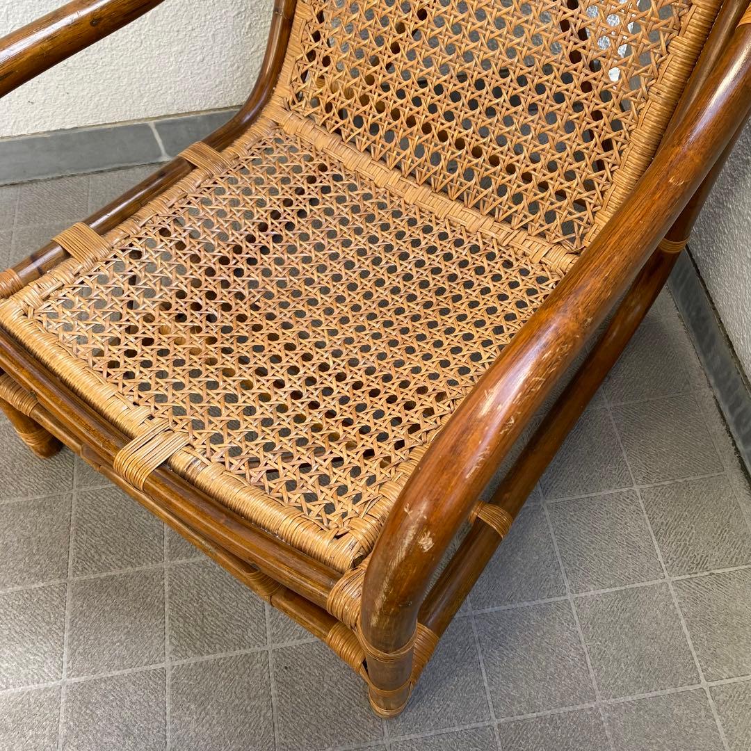 ヴィンテージ ラタン アームチェア 籐 ハイバックチェア