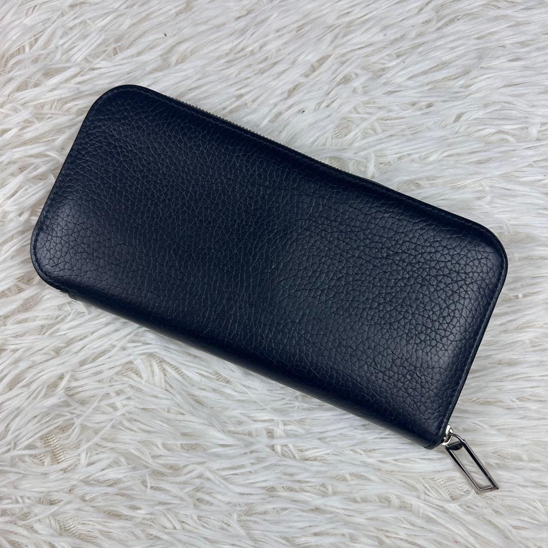 【現行美品】カミーユフォルネ 長財布 ラウンドジップ マリーン シュリンク シボ