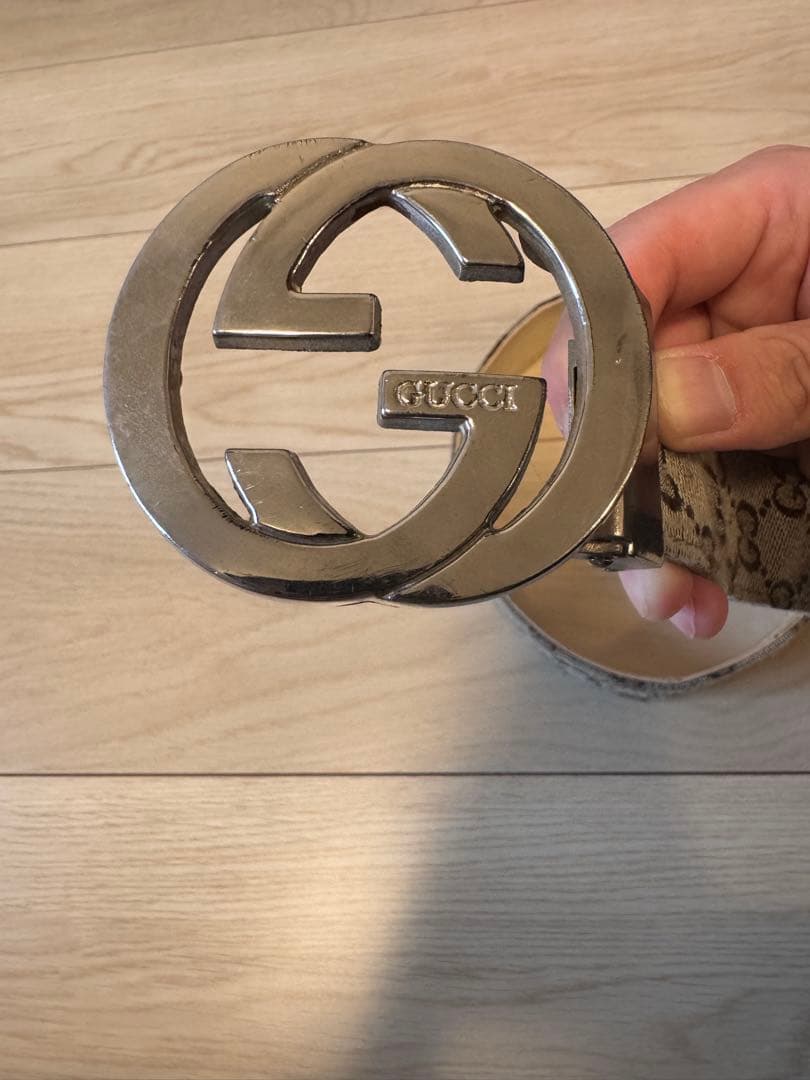 バ*ス様 GUCCI グッチ GGモノグラム ベルト シルバーバックル 全長96
