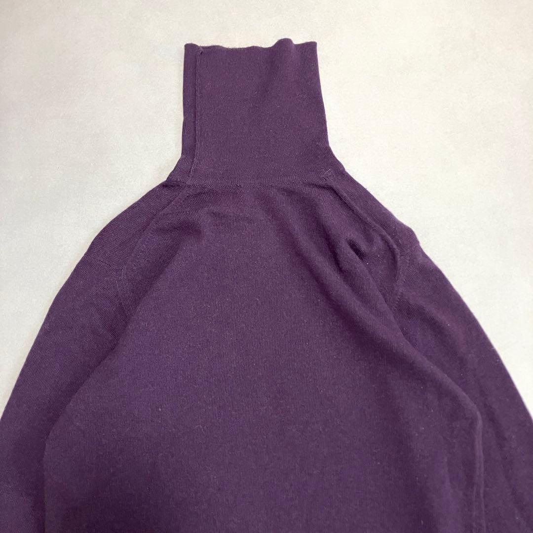 極美品　HERMES ウールカシミヤ100 タートルネック　紫　ヴィンテージ　L