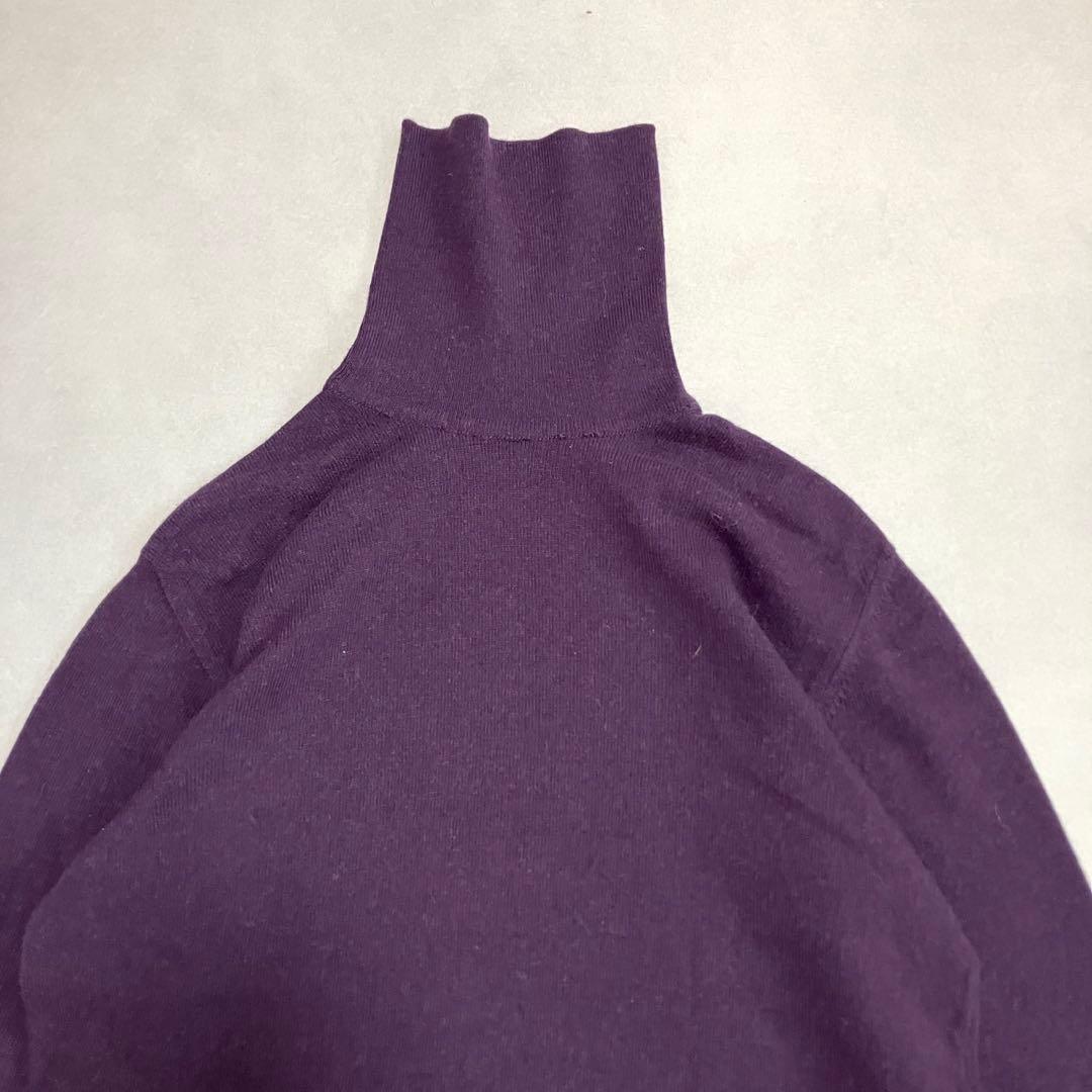 極美品　HERMES ウールカシミヤ100 タートルネック　紫　ヴィンテージ　L