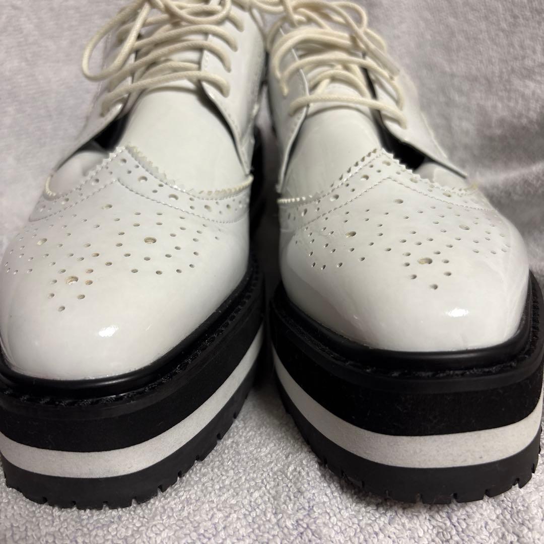 【新品未使用】St.ANDREWSゴルフシューズ 白 エナメル厚底ウィングチップ