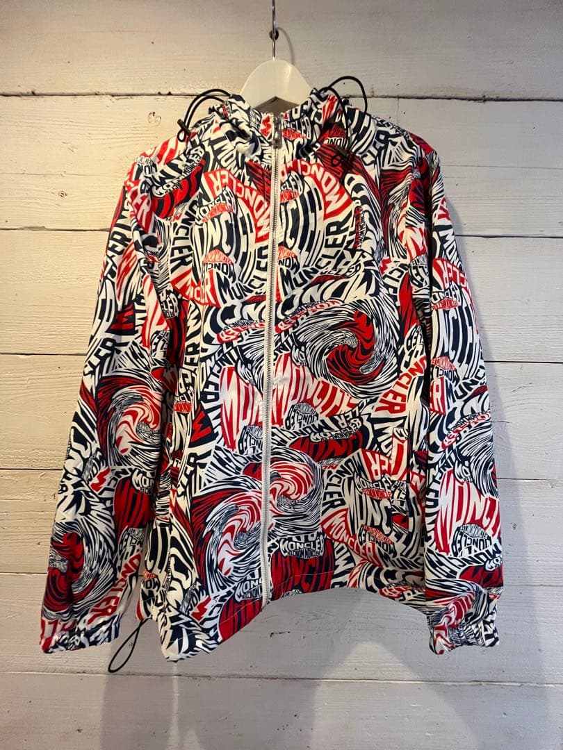 MONCLER 波模様ウィンドブレーカー　XL パーカー付き
