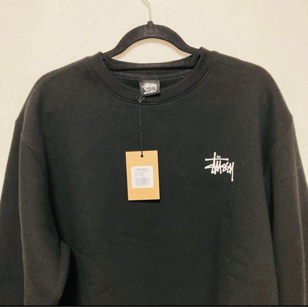 新品未使用☆STÜSSY BASIC STSSY CREW　L　ブラック　裏起毛