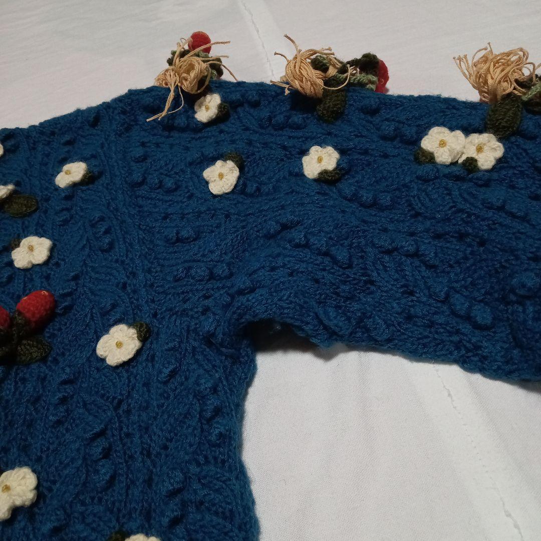 s*o様 ピンクハウス ニットカーディガン いちご・ハートモチーフ付き 青