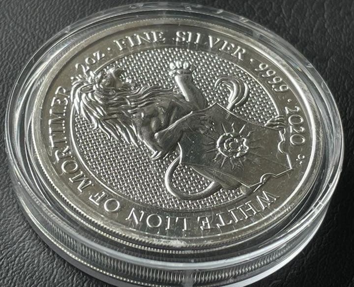 1枚2020 イギリス　クィーンズビーストのホワイトライオン 銀貨　ケース付き7