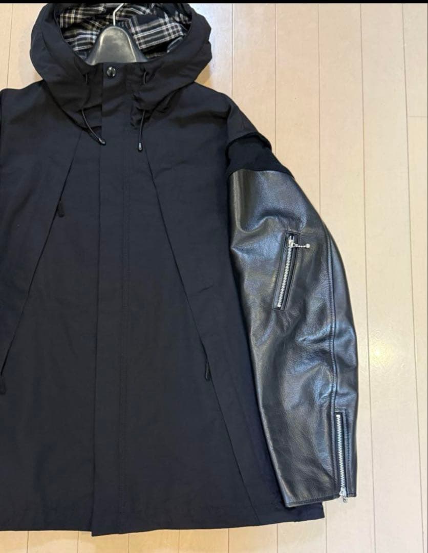 24aw アンダーカバー袖レザーマウンテンパーカー　サイズ2 黒　新品タグ付き