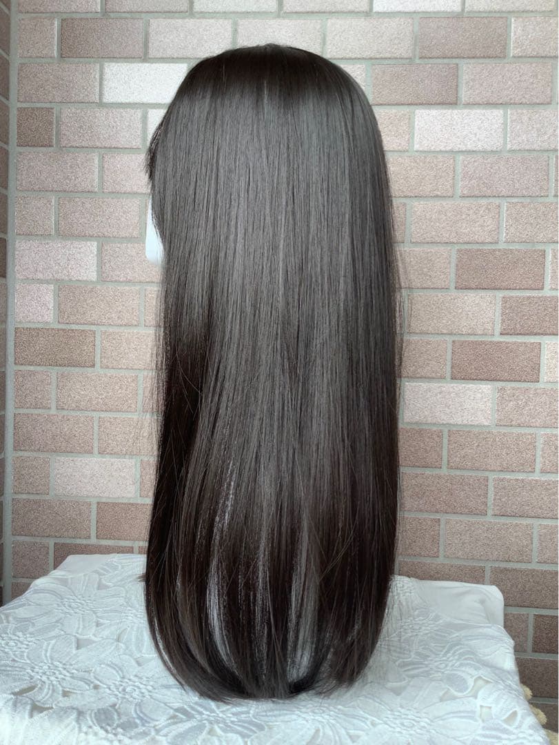 広範囲カバー 部分 ウィッグ ￼ロング へア￼ピース ￼黒 ストレートセミロング