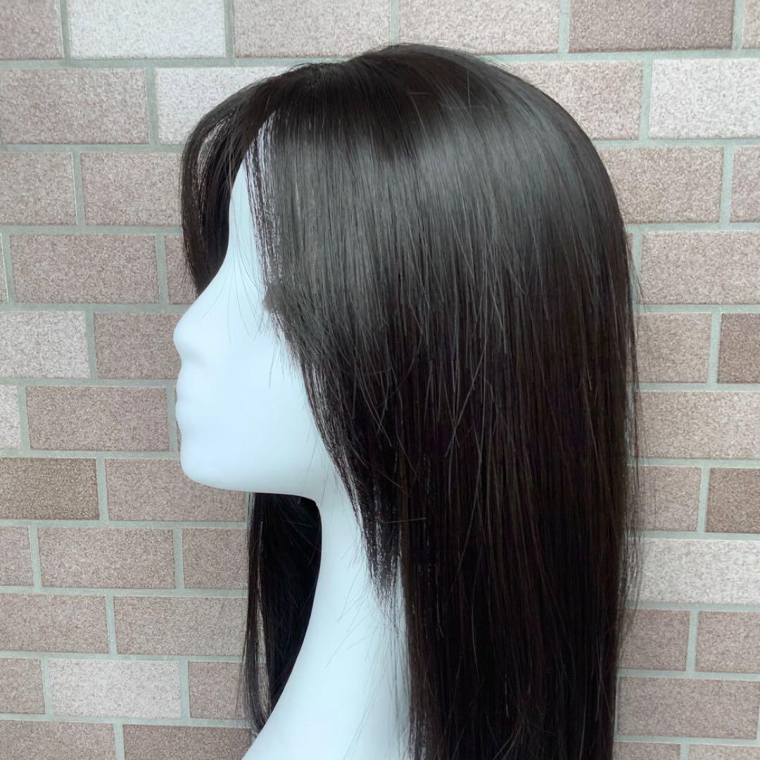 広範囲カバー 部分 ウィッグ ￼ロング へア￼ピース ￼黒 ストレートセミロング