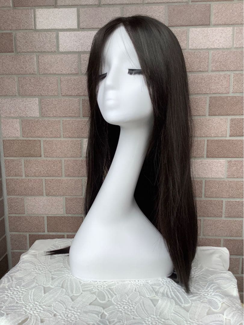 広範囲カバー 部分 ウィッグ ￼ロング へア￼ピース ￼黒 ストレートセミロング
