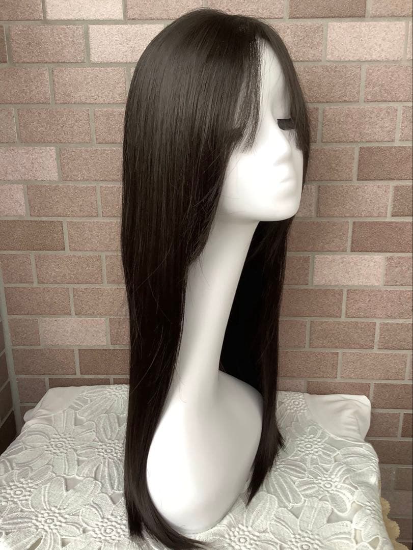 広範囲カバー 部分 ウィッグ ￼ロング へア￼ピース ￼黒 ストレートセミロング