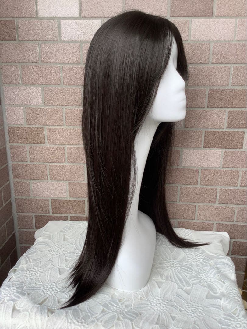 広範囲カバー 部分 ウィッグ ￼ロング へア￼ピース ￼黒 ストレートセミロング