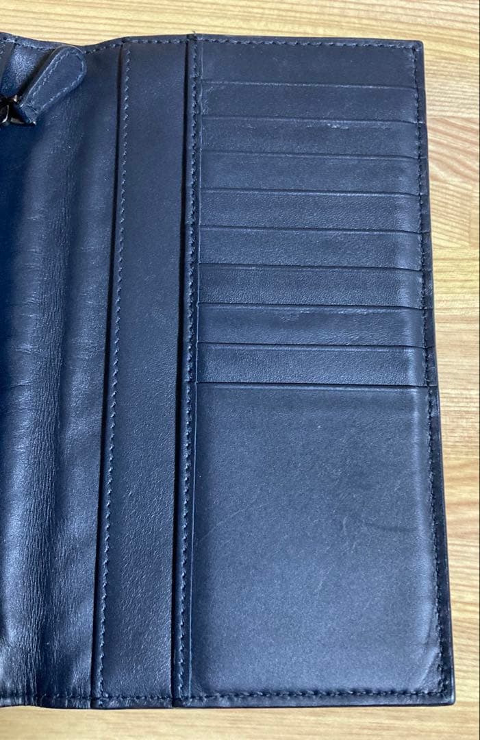 ボッテガ・ヴェネタ 長財布 キーリング ネイビー