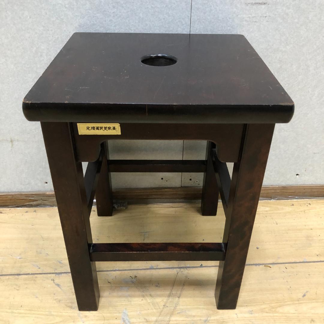 送料無料 北海道民芸家具　樺材スツール　オールドヴィンテージ 251007