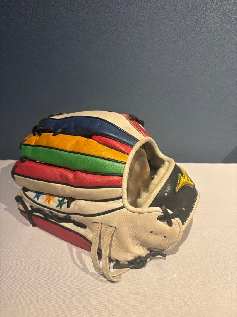 兄*E様 ミズノプロ 限定オーダー 軟式用 外野手用グラブ　レインボーライン仕様