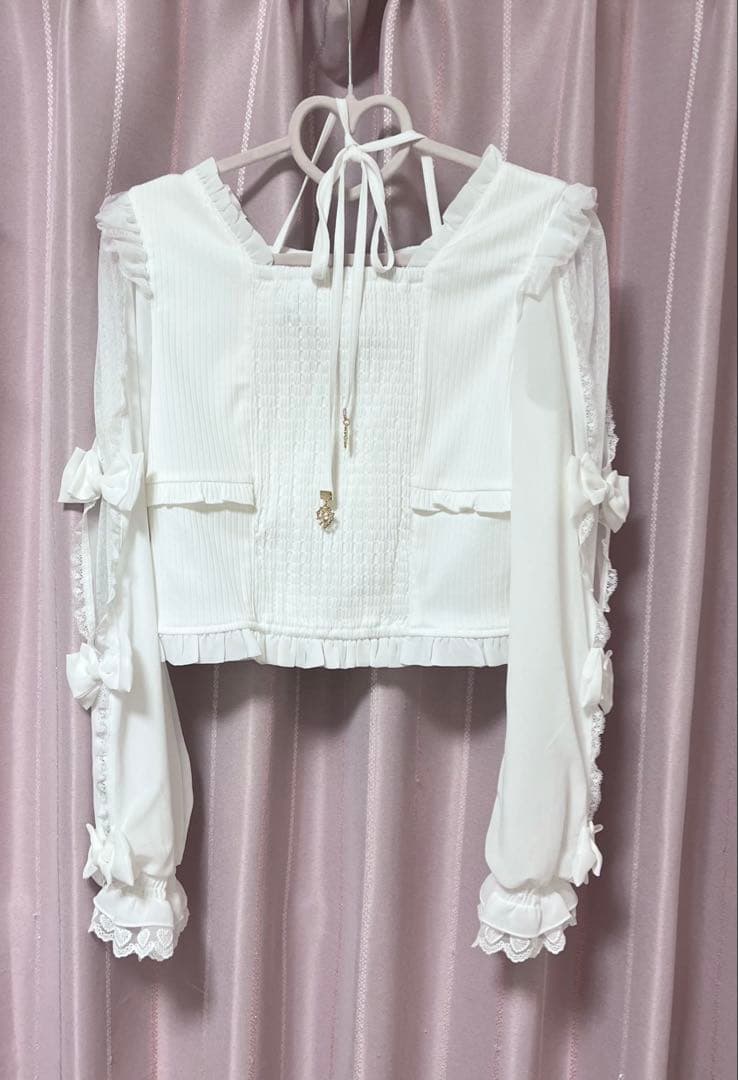 フリルハートリボンスリーブトップス ピンク