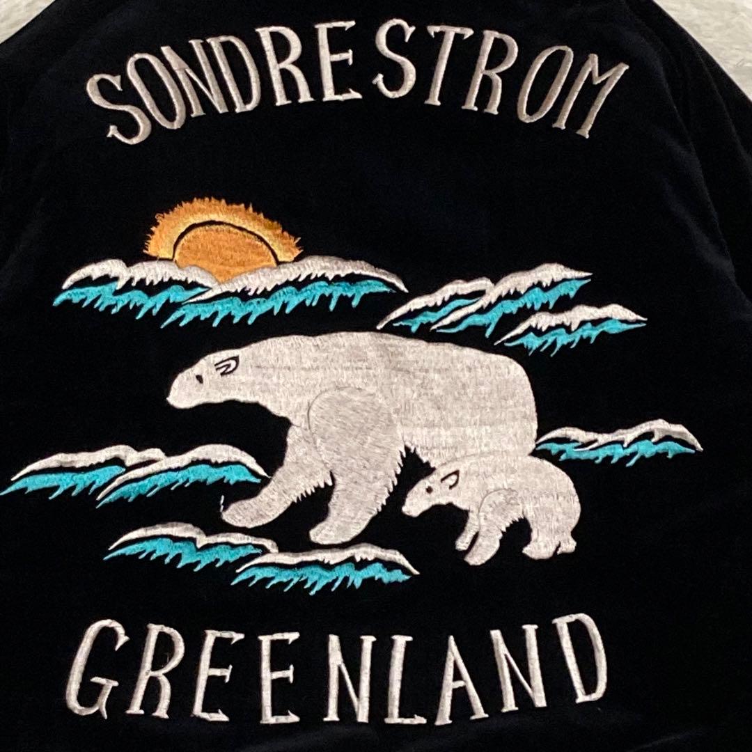 【希少】テーラー東洋 スカジャン 別珍 ベロア 白熊 グリーンランド 鷹 S