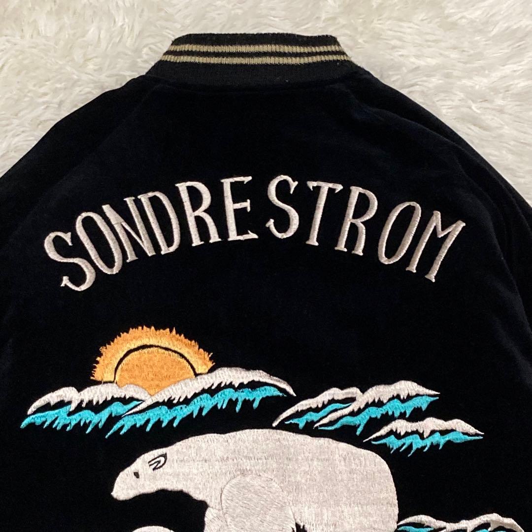 【希少】テーラー東洋 スカジャン 別珍 ベロア 白熊 グリーンランド 鷹 S