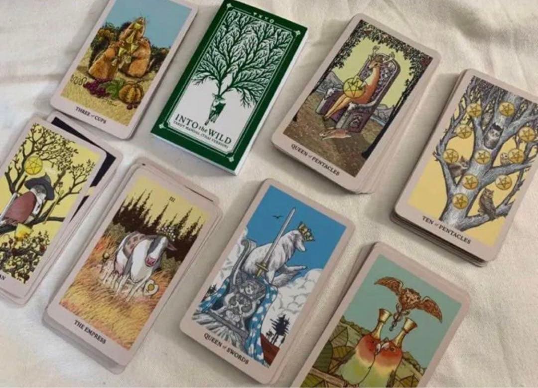 残り1点！新作⭐︎銀縁 アニマル タロット&オラクルカード 100枚入り