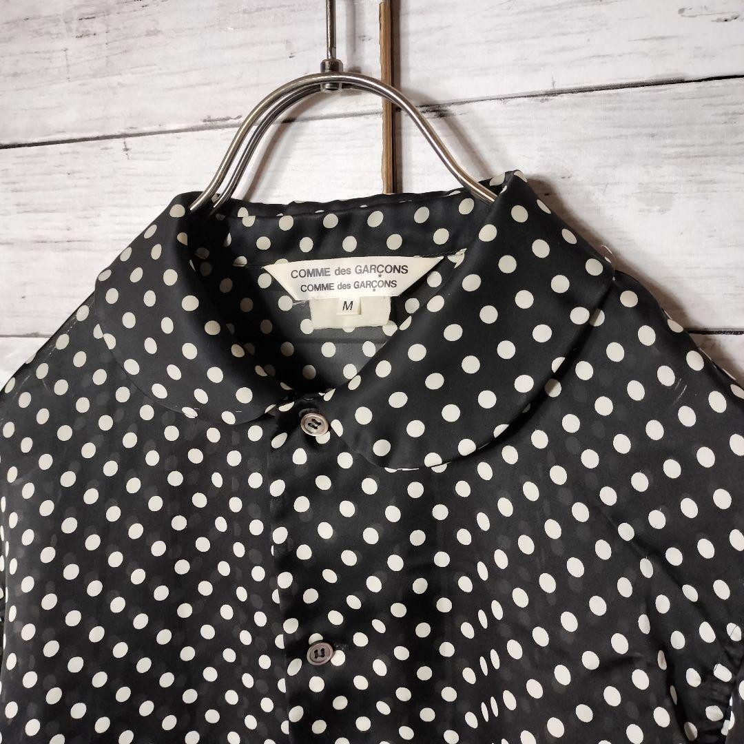 コムデギャルソン コムコム 長袖シャツ ポリエステル ドット柄 丸襟
