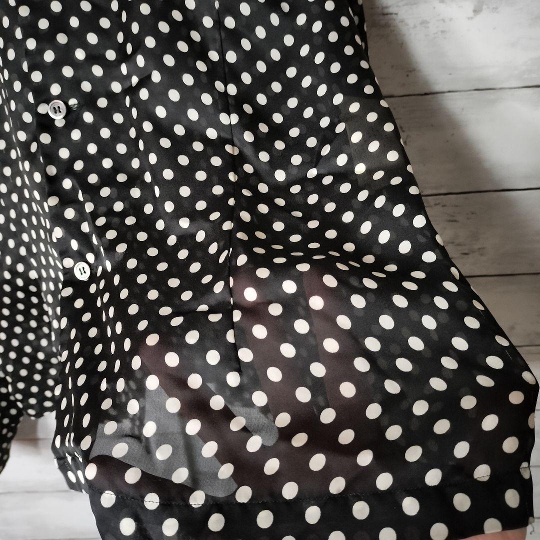 コムデギャルソン コムコム 長袖シャツ ポリエステル ドット柄 丸襟