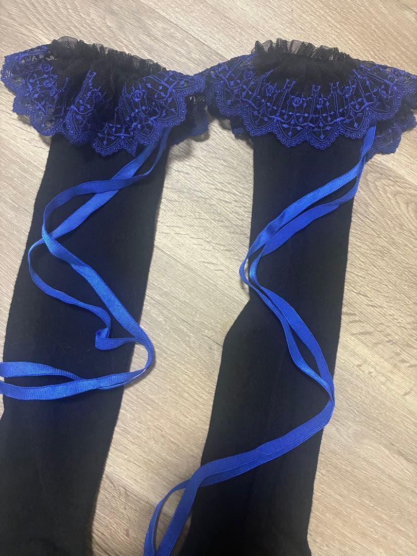 Moi-meme-Moitieクロスアーチレースリボンオーバーニーソックス靴下