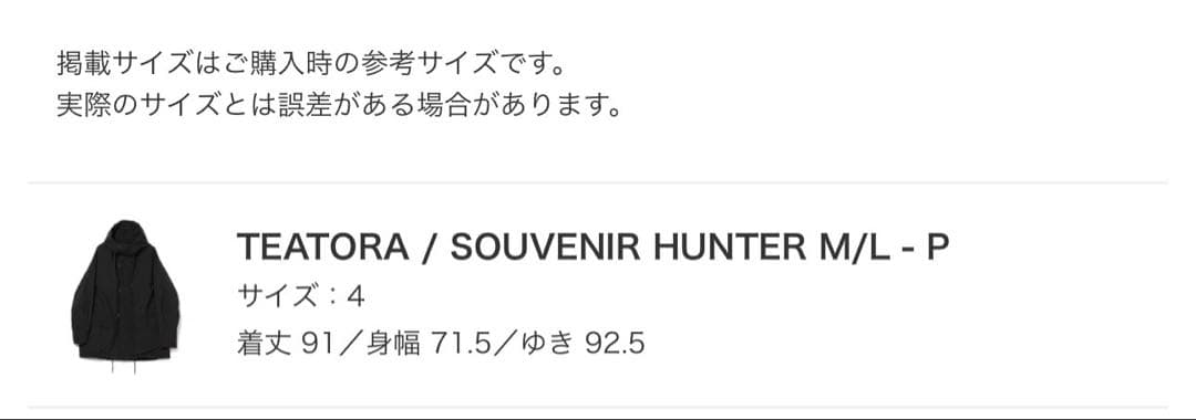 ジャケット・アウター TEATORA / SOUVENIR HUNTER M/L - P