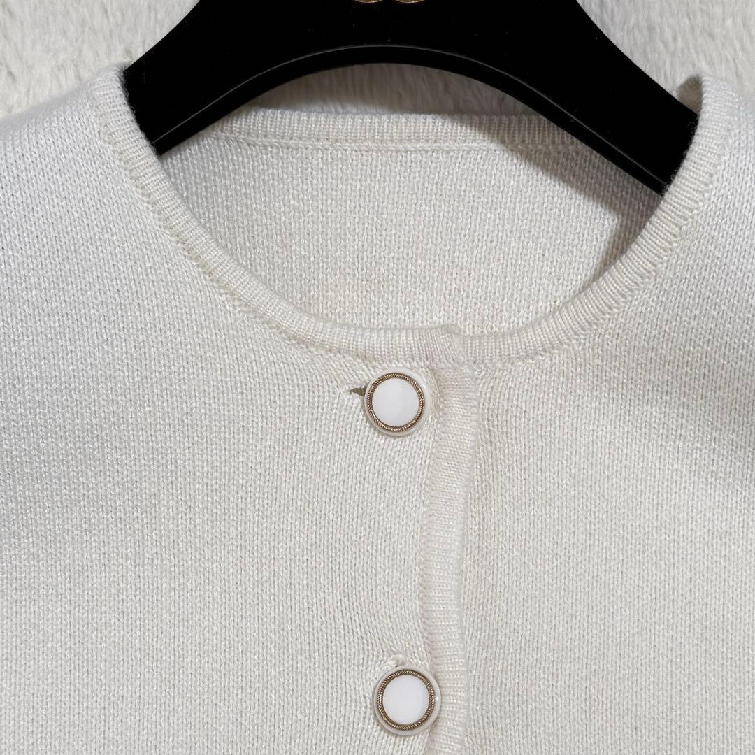 シェリエ sheller フェザーカーディガン　ファー　ニット　ホワイト