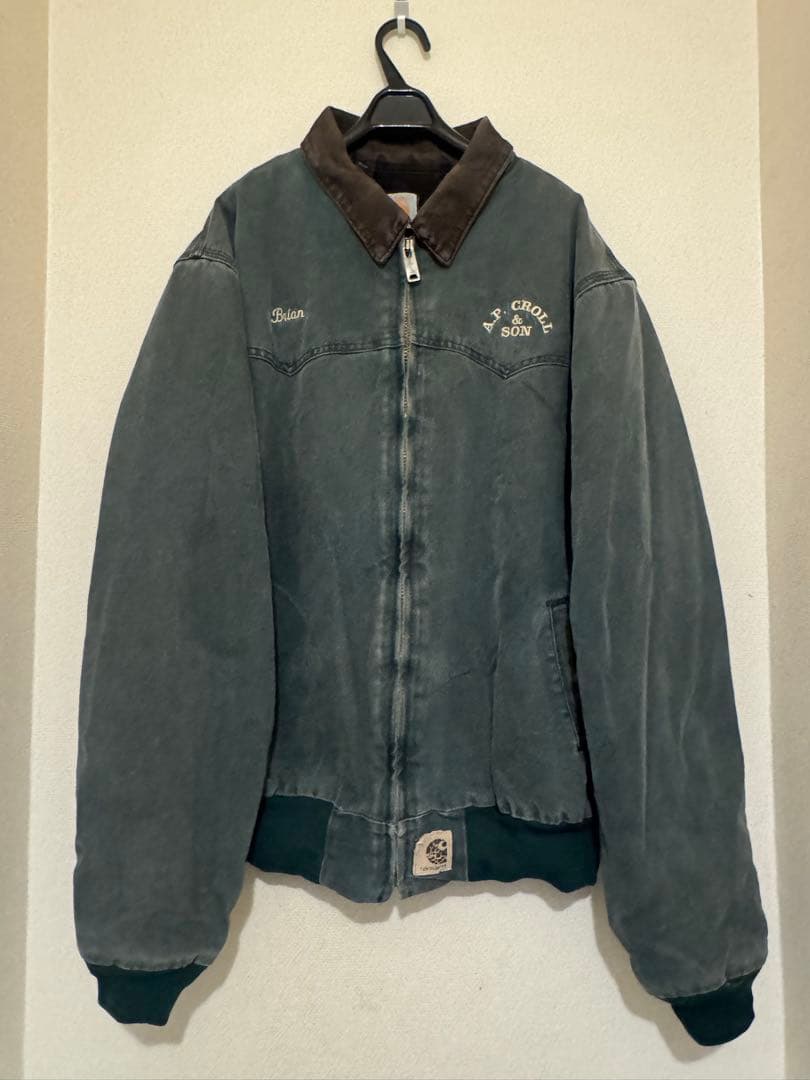 k*u様 Carhartt サンタフェジャケット J13 グリーン 企業ロゴ 美