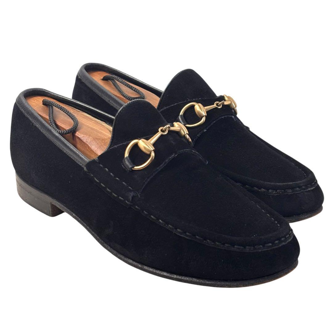 グッチ 6C 23 スエード ホースビット ローファー ブラック 黒