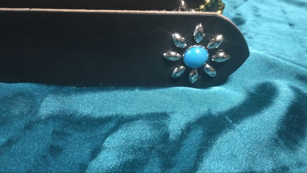 ko-dai昭南ベンズレザーツタ&フラワースタッズベルトタイプBターコイズ