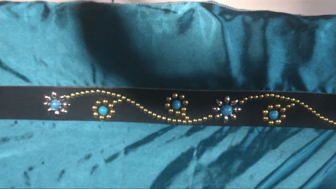 ko-dai昭南ベンズレザーツタ&フラワースタッズベルトタイプBターコイズ