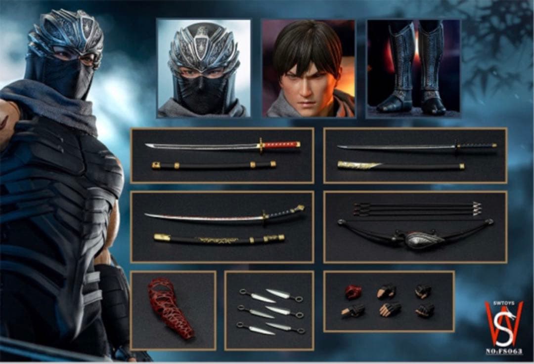 Swtoys 1/6 忍者 ハヤブサ風　可動フィギュア　別素体・衣装付き