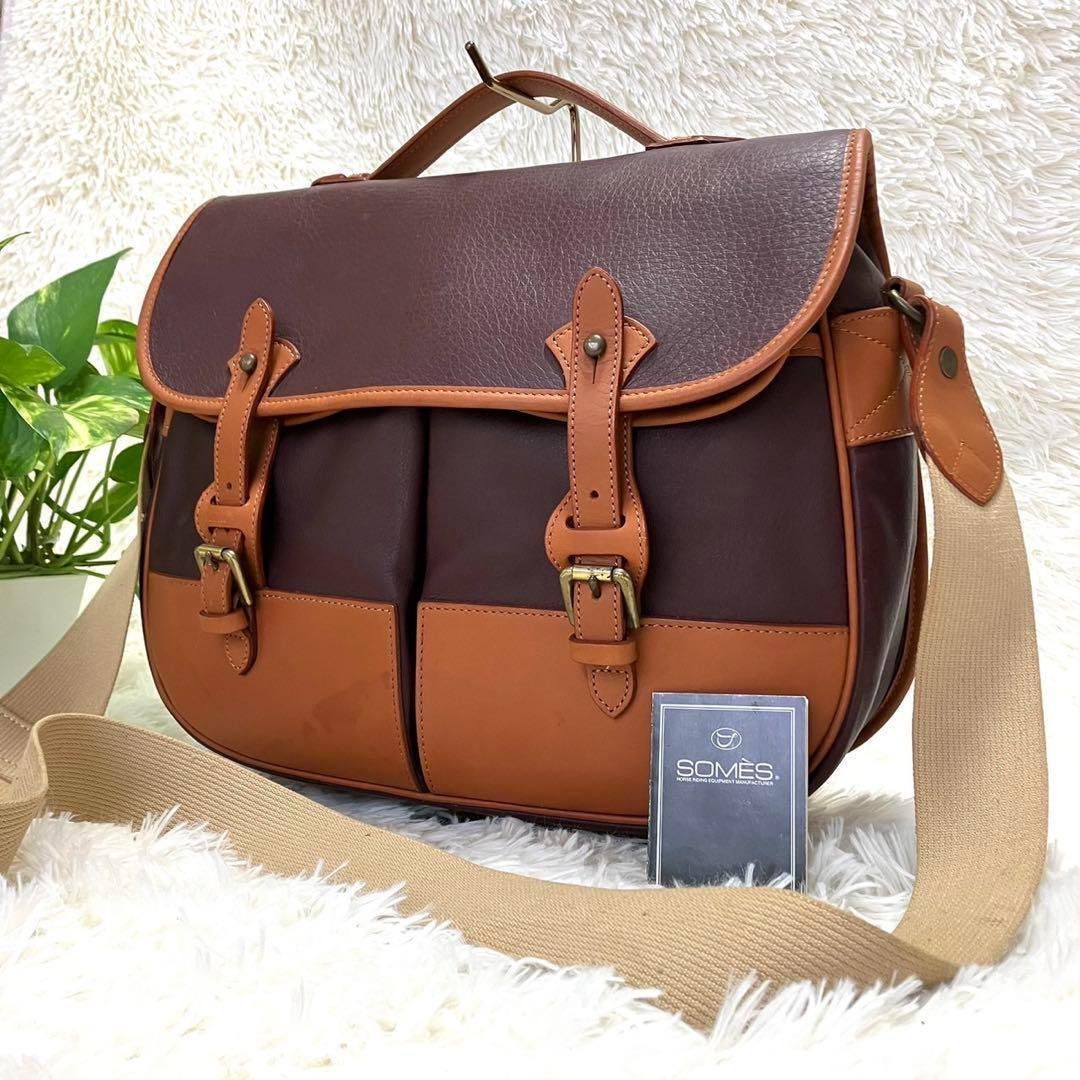 【美品・希少】ソメスサドル　ショルダーバッグ　レザー　ヌメ革　メッセンジャー