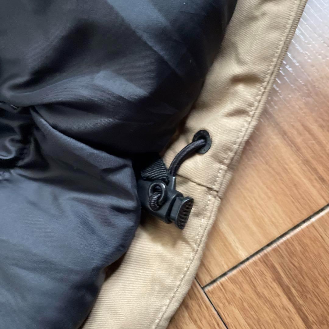 Sノースフェイスマットブラックベージュミドル丈ダウンジャケットコートパーカ