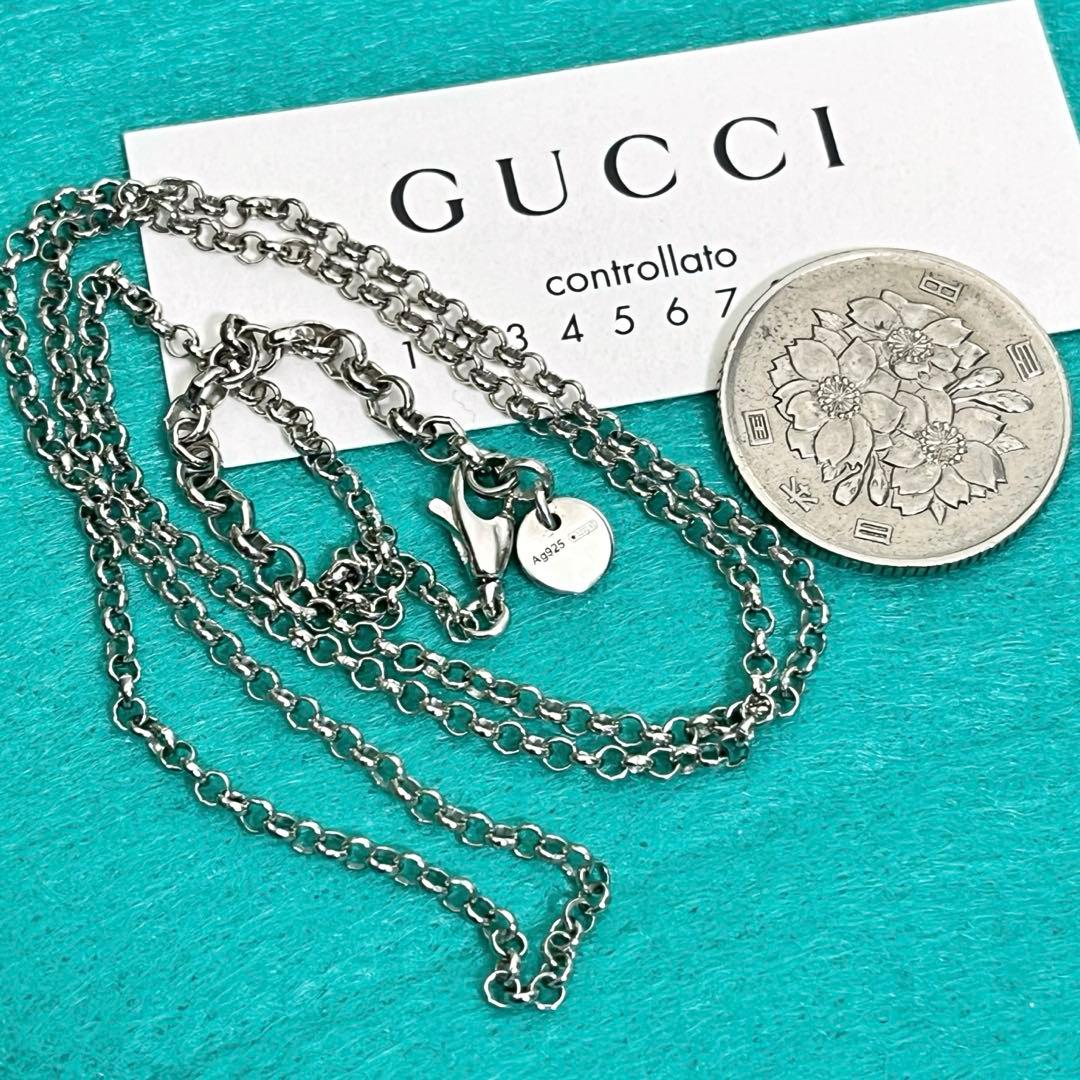 美品　GUCCI 2.2ミリ クロームチェーンネックレス シルバー925