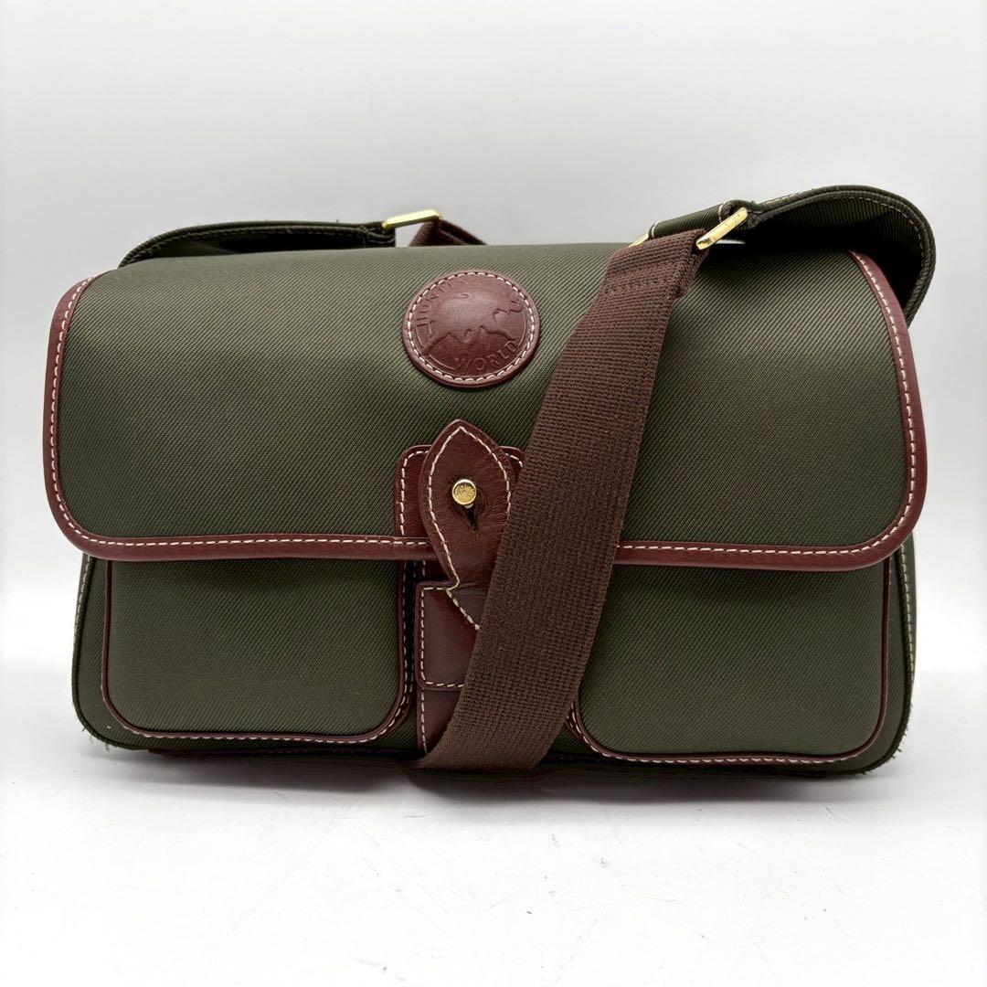 極美品 ハンティングワールド サファリトゥデイ ショルダーバッグ グリーン