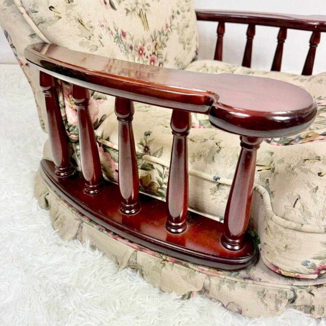 「カリモク家具？」コロニアム柄　回転座椅子　昭和レトロ　アンティーク